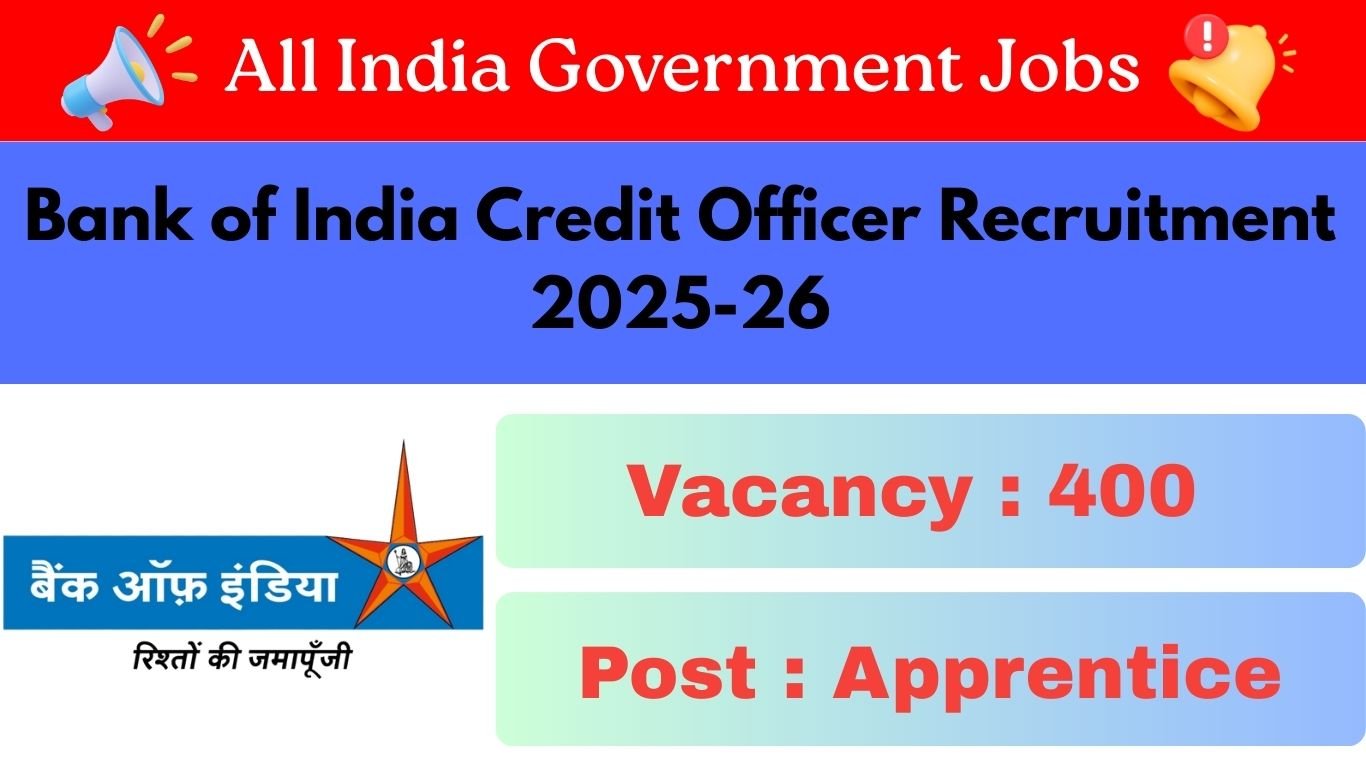 Bank of India Apprentice Recruitment 2025-26: 400 अप्रेंटिस पदों पर भर्ती, आवेदन प्रक्रिया शुरू