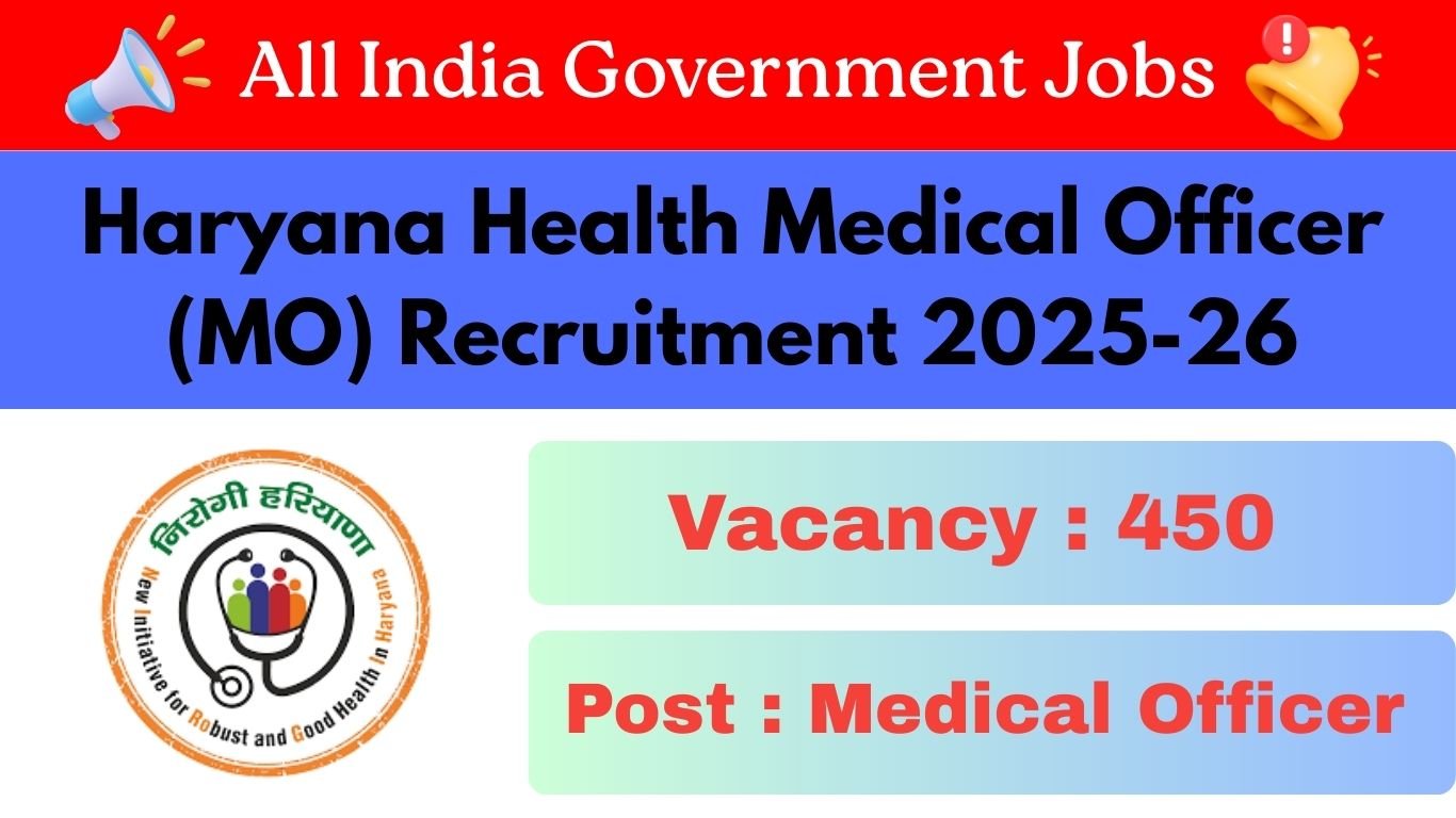 Haryana Health Medical Officer (MO) Recruitment 2025-26 | हरियाणा स्वास्थ्य विभाग में मेडिकल ऑफिसर भर्ती का बड़ा मौका
