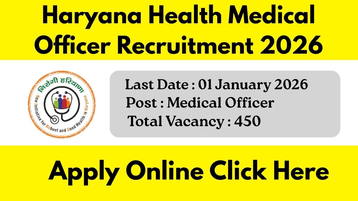Haryana Health Medical Officer Recruitment 2025-26: 450 पदों पर भर्ती का नोटिफिकेशन जारी