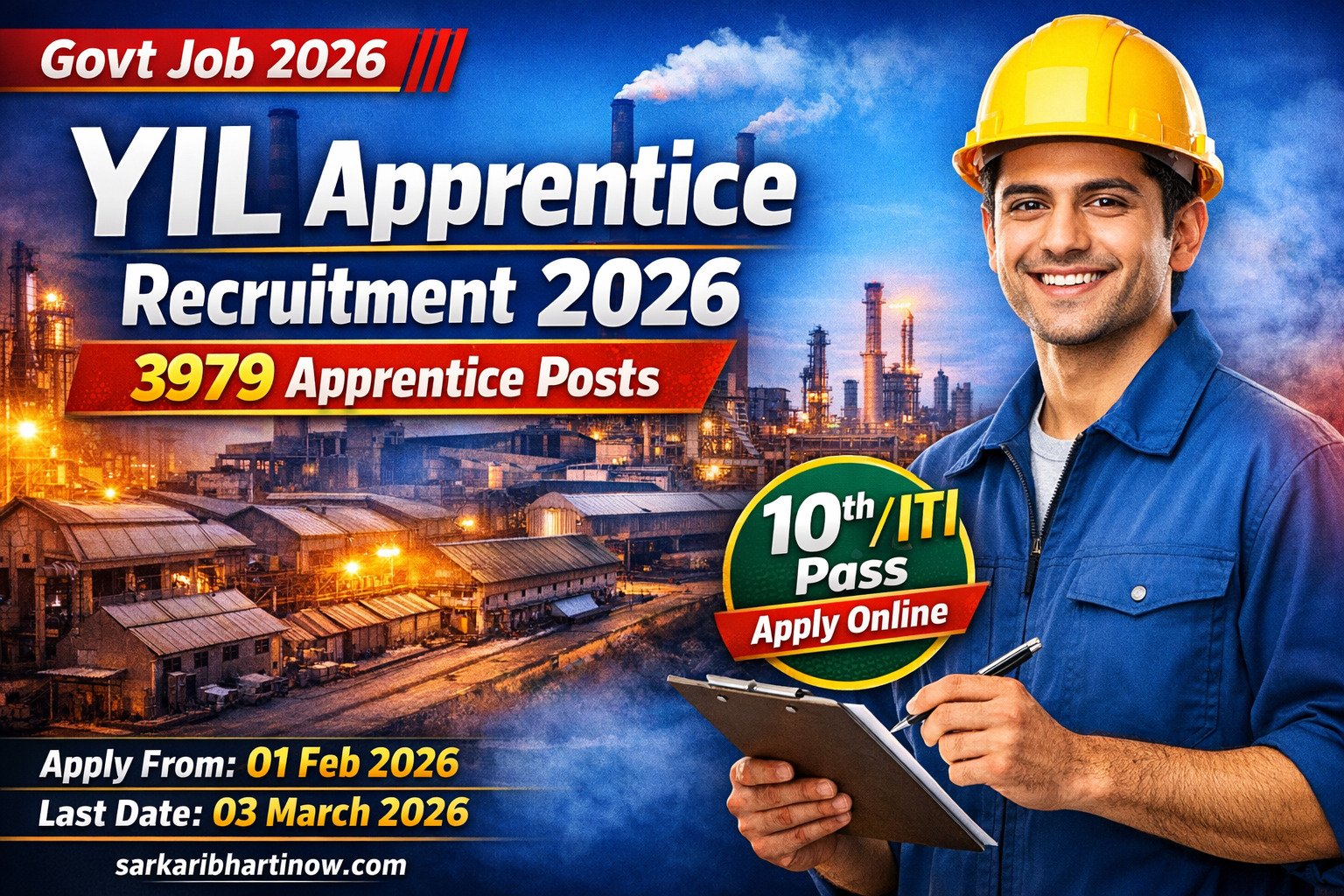 Yantra India Limited (YIL) Apprentice Recruitment 2026: 3979 पदों पर भर्ती, नोटिफिकेशन जारी