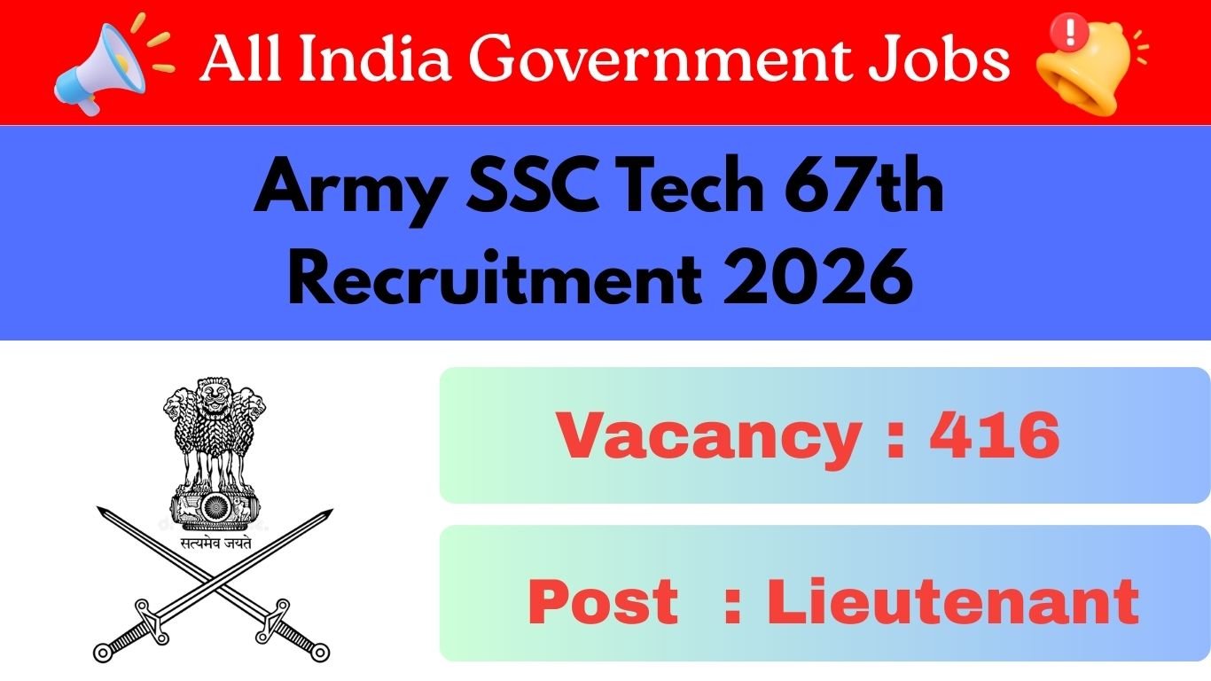 Army SSC Tech 67th Recruitment 2026: भारतीय सेना में अफसर बनने का सुनहरा अवसर