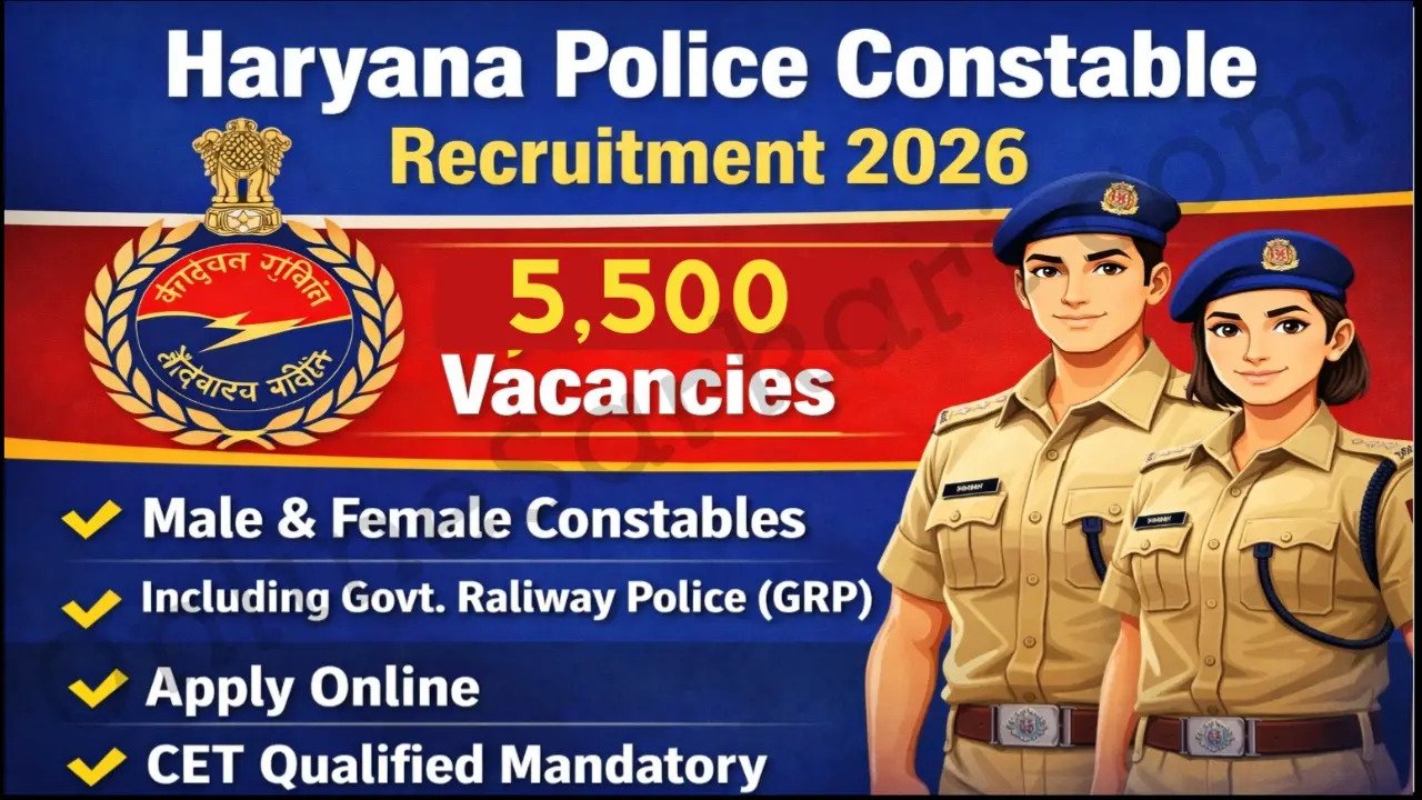 Haryana Police Constable Recruitment 2026: 5500 पदों पर भर्ती शुरू, जानें आवेदन तिथि और चयन प्रक्रिया |