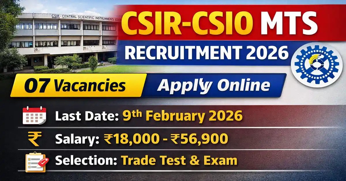 CSIR CSIO Recruitment 2026: एमटीएस पदों पर भर्ती का नोटिफिकेशन जारी